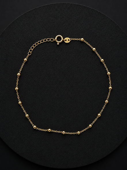 Vergoldete Fußkette mit Kugeln – 925 Sterling Silber