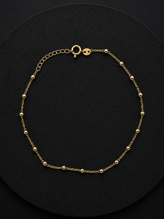 Vergoldete Fußkette mit Kugeln – 925 Sterling Silber