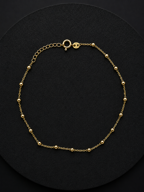 Vergoldete Fußkette mit Kugeln – 925 Sterling Silber