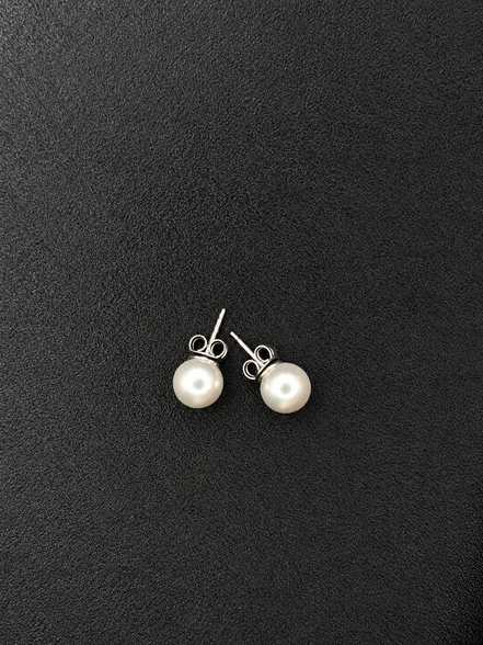 Clous d'oreilles en perles en argent sterling 925 – 8 mm