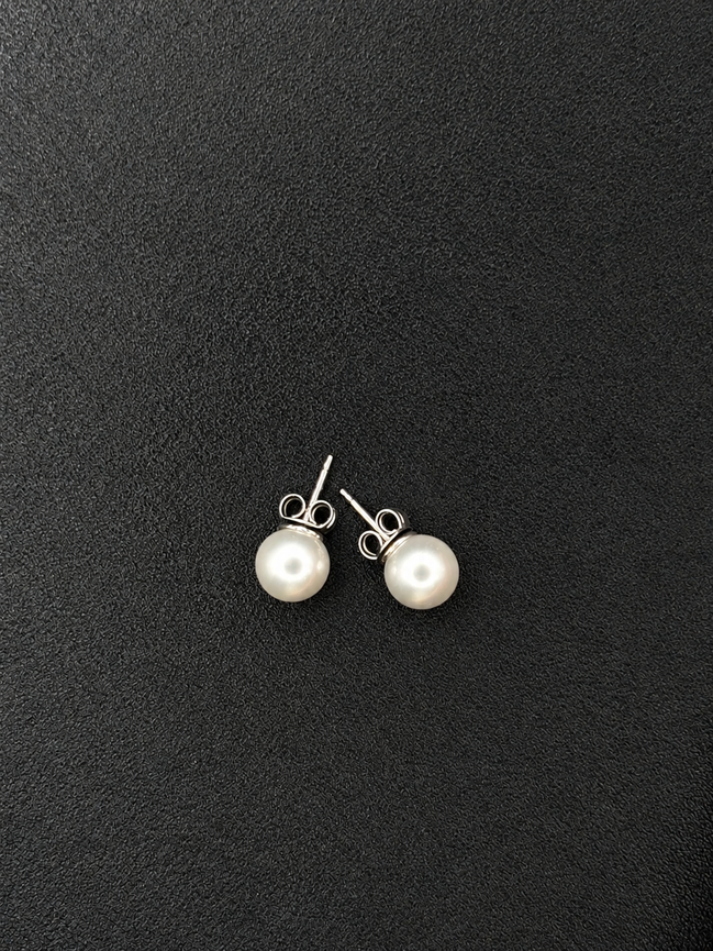 Clous d'oreilles en perles en argent sterling 925 – 8 mm