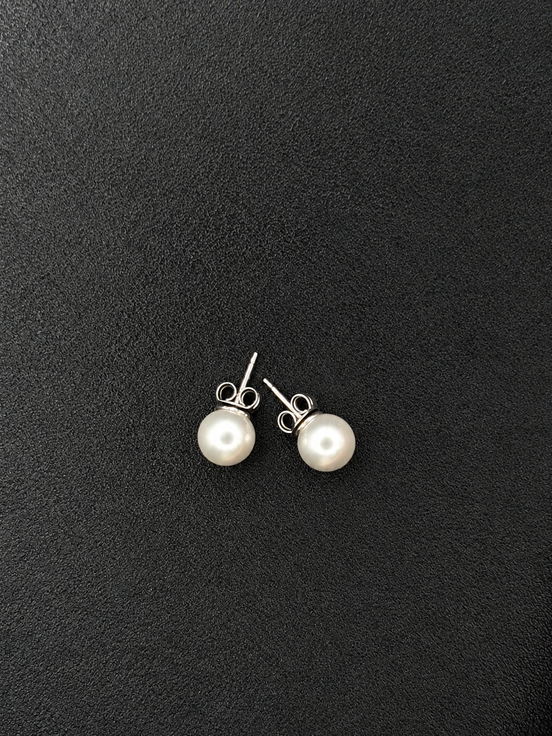 Clous d'oreilles en perles en argent sterling 925 – 8 mm