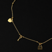 Vergoldete Fußkette mit Herz, Schlüssel & Schloss – 925 Sterling Silber