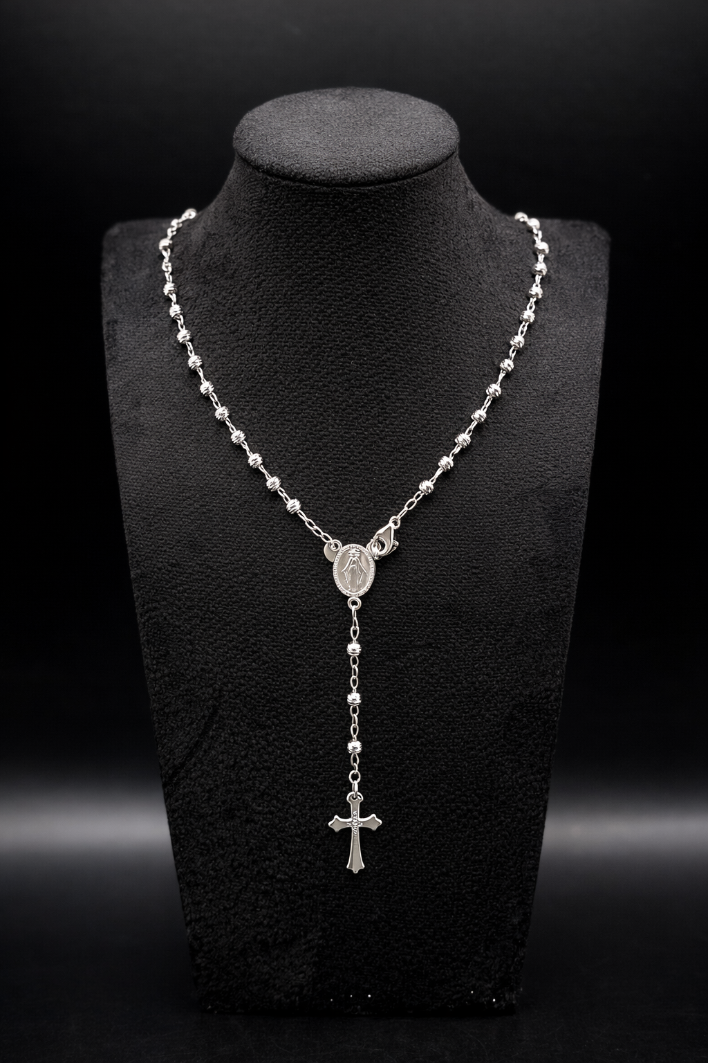 Rosenkranz-Kette aus 925 Sterling Silber mit kreuzanhänger