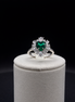 Bague cœur en argent sterling 925 avec pierre verte et oxydes de zirconium