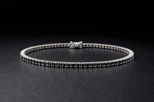 Bracciale tennis 16 cm in argento sterling 925 con chiusura a cerniera 
