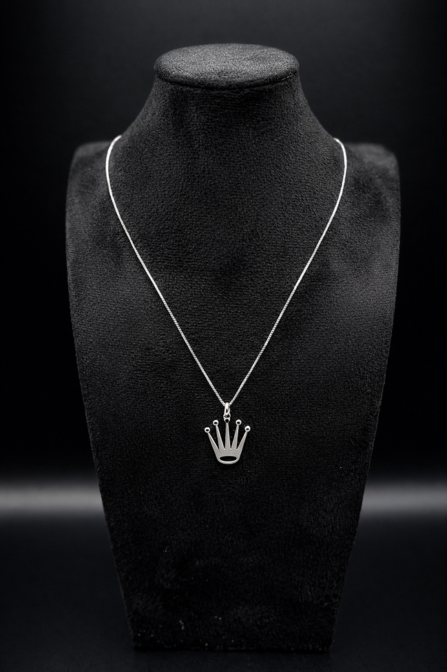 Collier en argent sterling 925 avec pendentif couronne