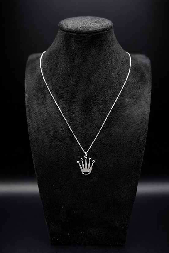 Halskette aus 925 Sterling Silber mit Kronen-Anhänger
