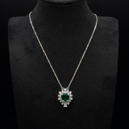 Silver necklace with heart pendant and green zircon, made of 925 sterling silver 