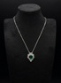 Silver necklace with heart pendant and green zircon, made of 925 sterling silver 