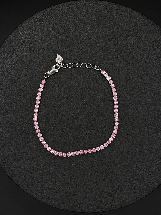 Rosa Tennisarmband aus 925 Sterling Silber