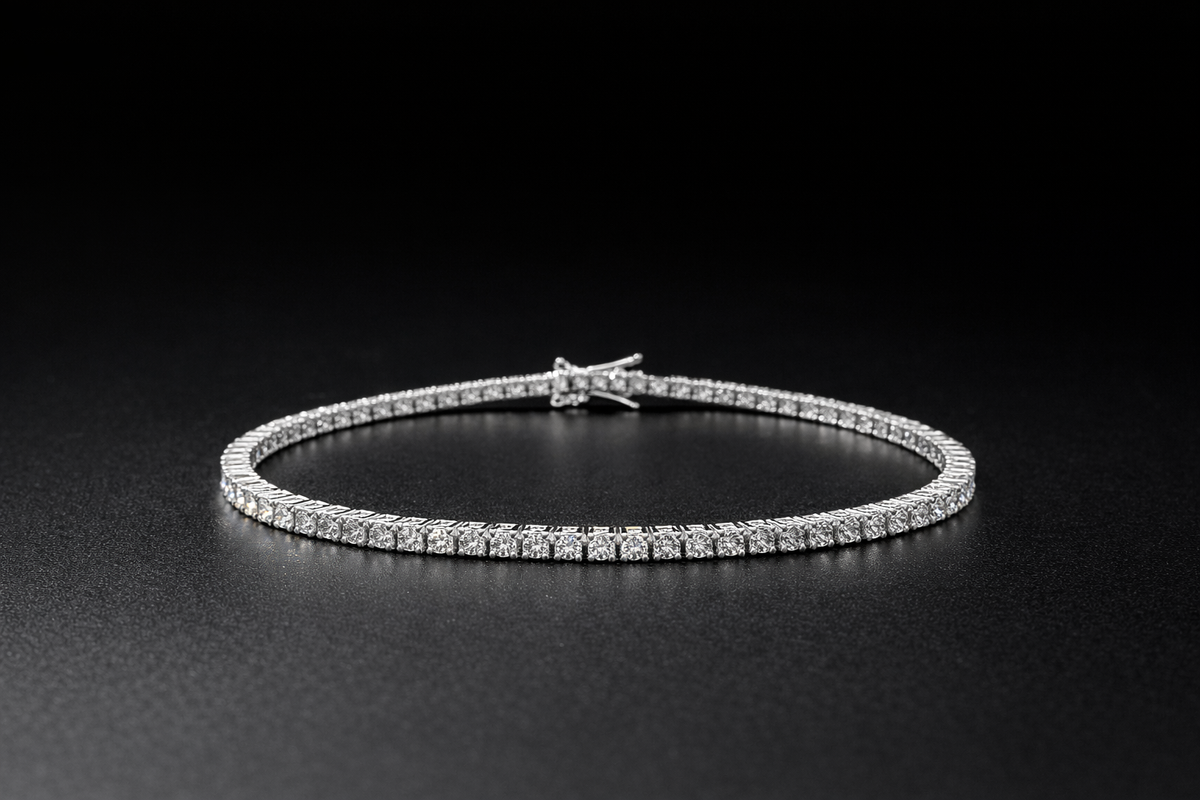 Tennis-Armband 17 cm aus 925 Sterling Silber mit Klappverschluss