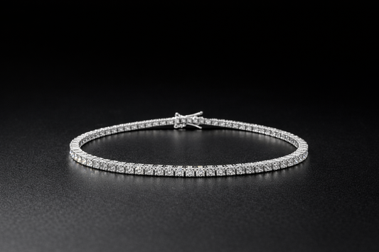 Bracciale tennis 17 cm in argento sterling 925 con chiusura a cerniera 