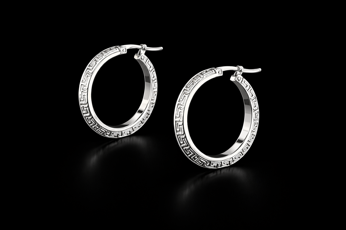Creolen mit Muster aus 925 Sterling Silber