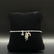 Bracelet élastique en argent sterling 925 avec breloques symboles