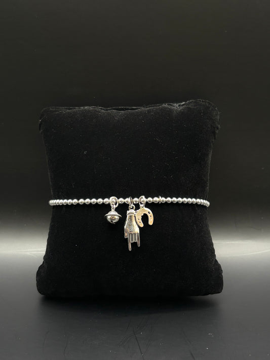 Elastik-Armband aus 925 Sterling Silber mit Symbolanhängern