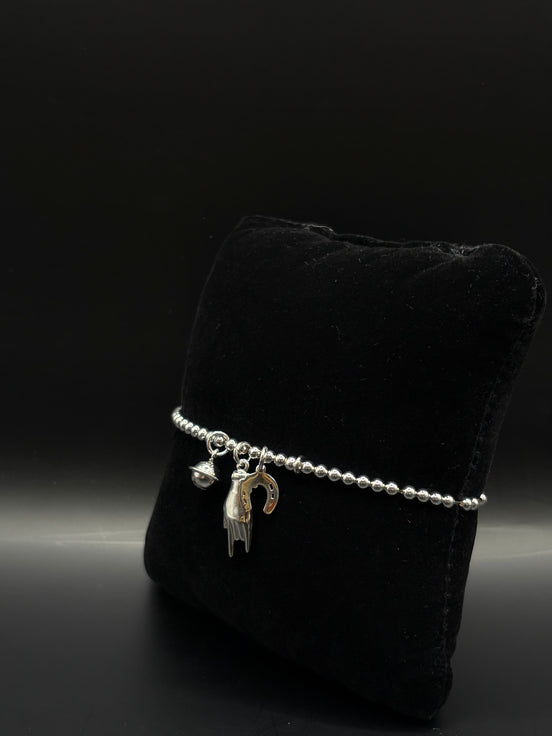 Elastik-Armband aus 925 Sterling Silber mit Symbolanhängern
