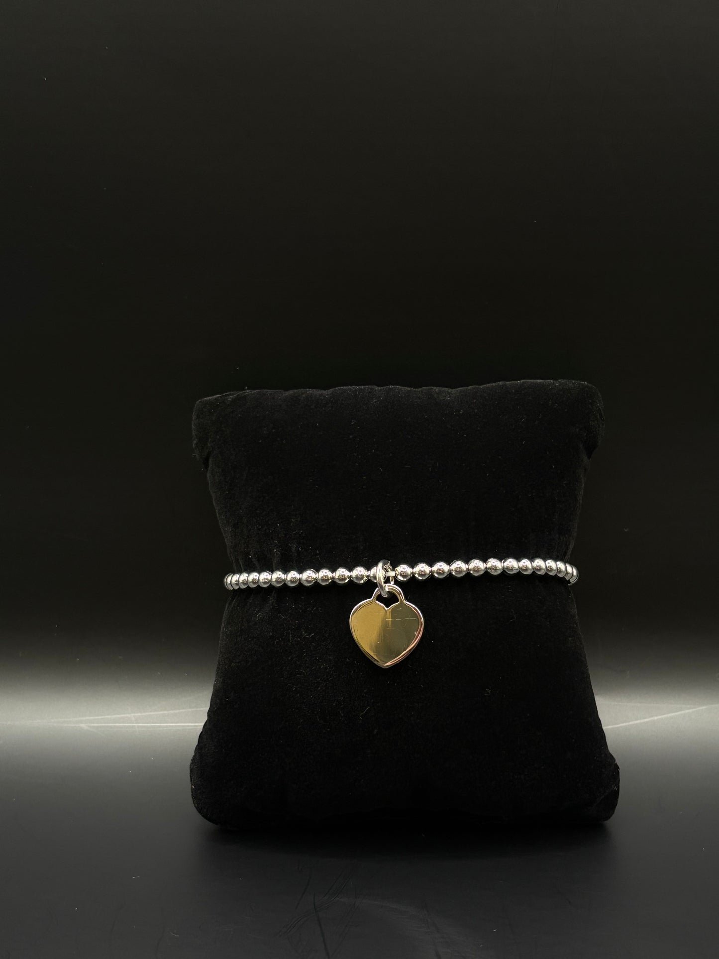 Elastic bracelet made of 925 sterling silver with heart pendant