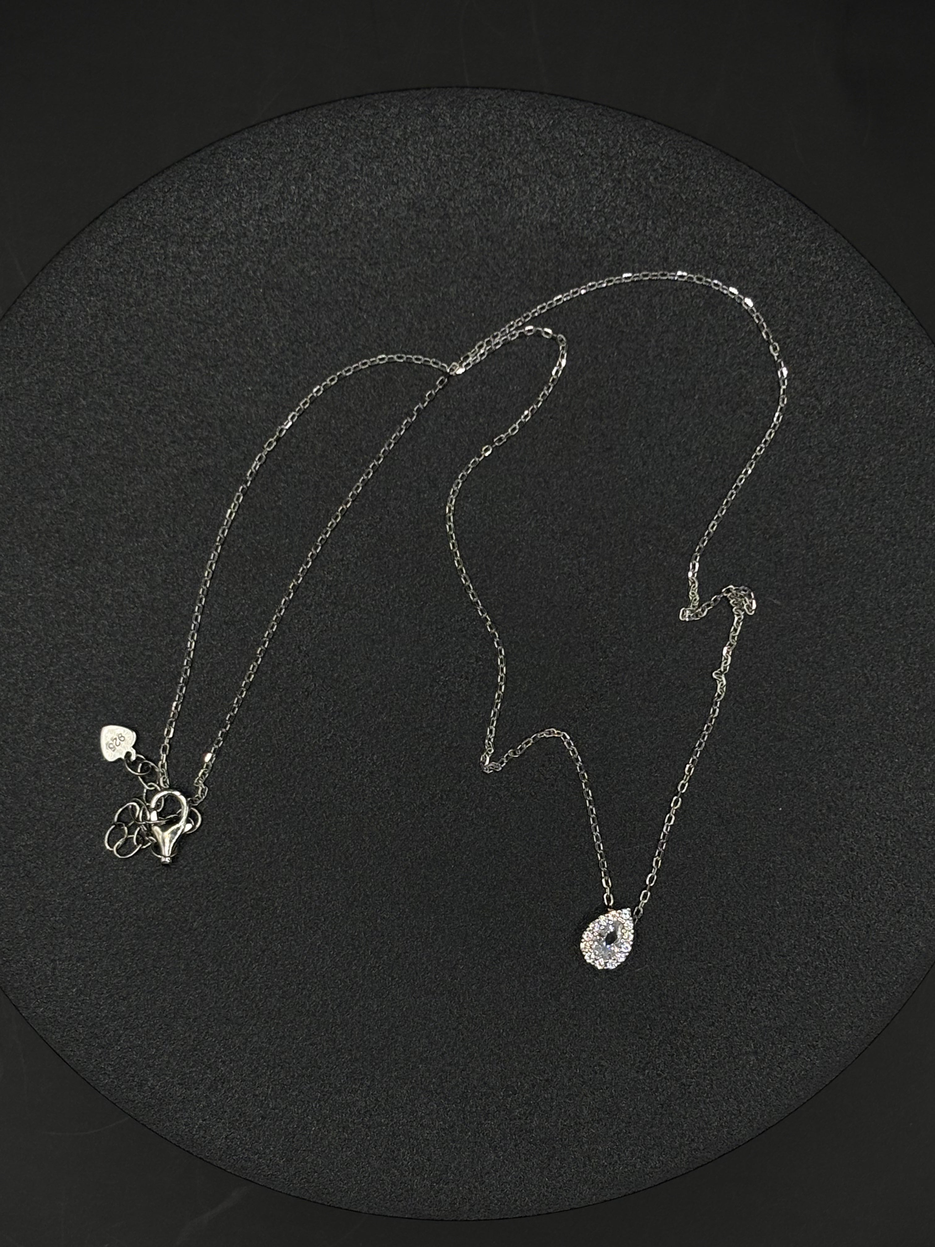 Silver chain with teardrop pendant made of 925 sterling silver 