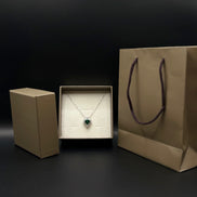 Silver necklace with heart pendant and green zircon, made of 925 sterling silver 