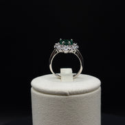 Bague cœur en argent sterling 925 avec pierre verte et oxydes de zirconium