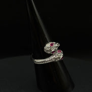 Snake ring made of 925 sterling silver with zircon 