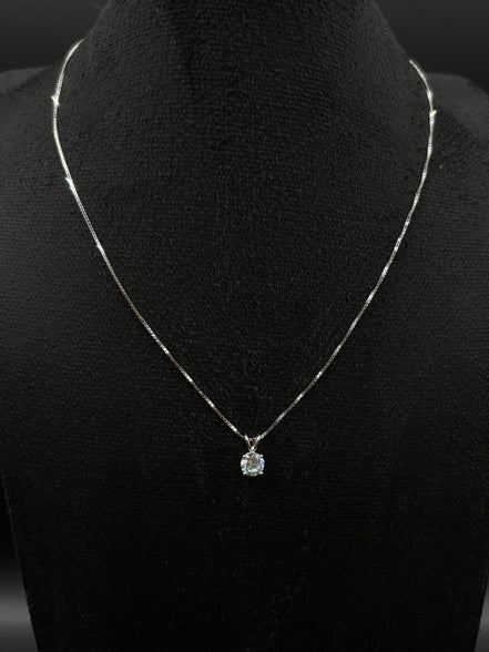 Parure di gioielli in argento sterling 925 con zircone azzurro 
