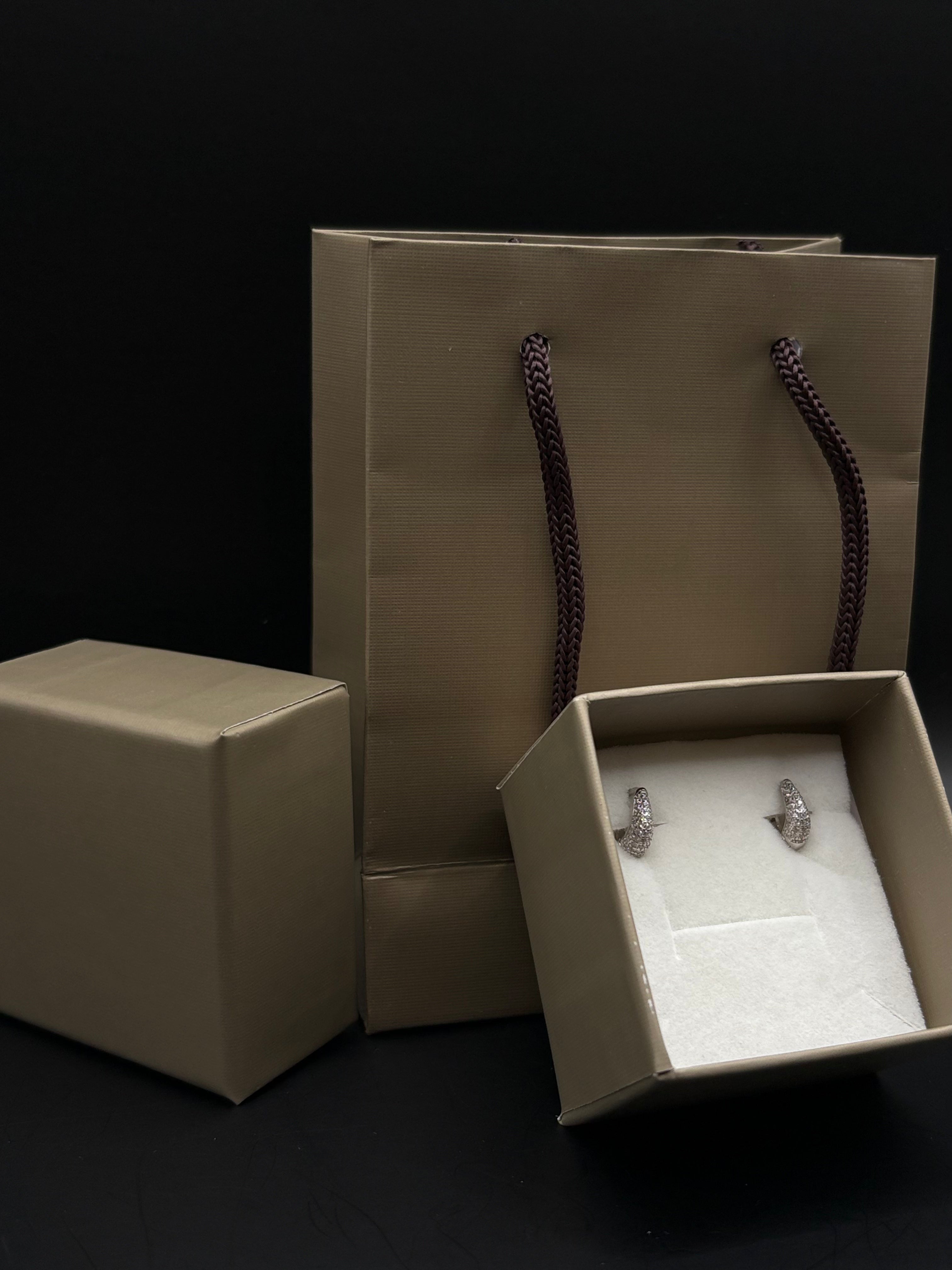 Delicati orecchini a cerchio in argento sterling 925 con zirconi bianchi