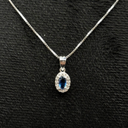 Collier en argent sterling 925 avec pendentif en zircone bleu