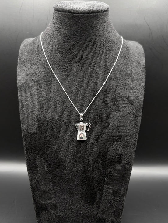 Espresso Kanne Halskette aus 925 Sterling Silber