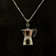 Collier cafetière italienne en argent sterling 925