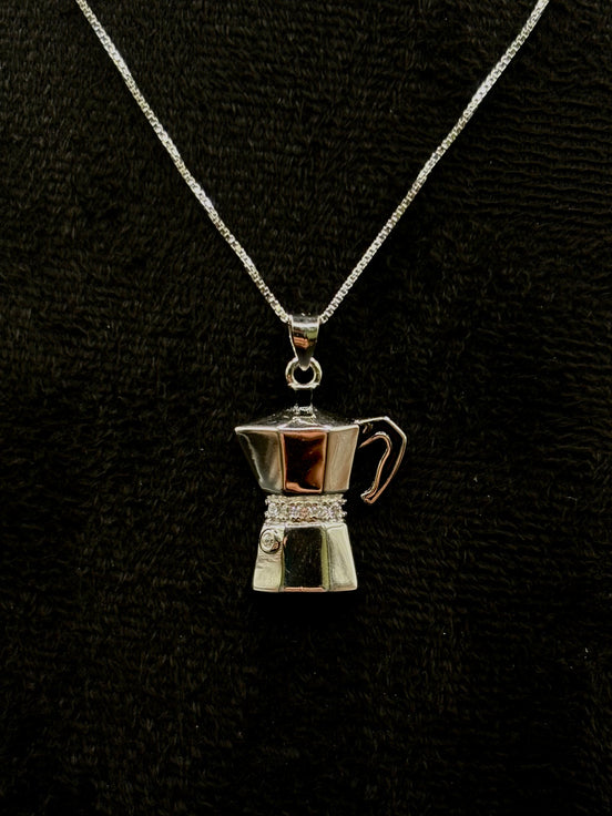 Espresso Kanne Halskette aus 925 Sterling Silber