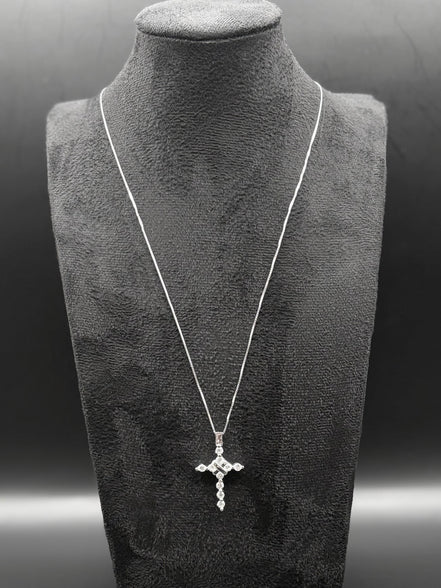 Cross Necklace with Zirconia in 925 Sterling Silver