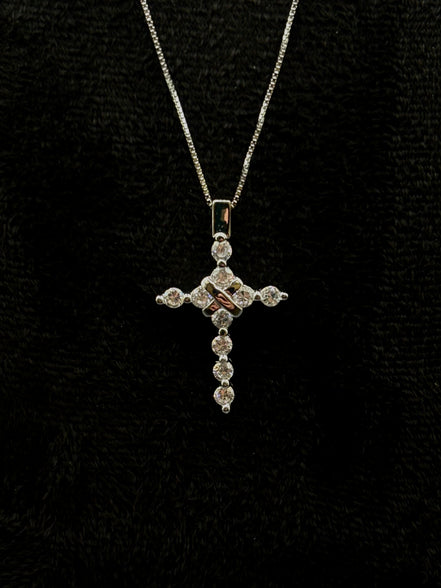 Cross Necklace with Zirconia in 925 Sterling Silver