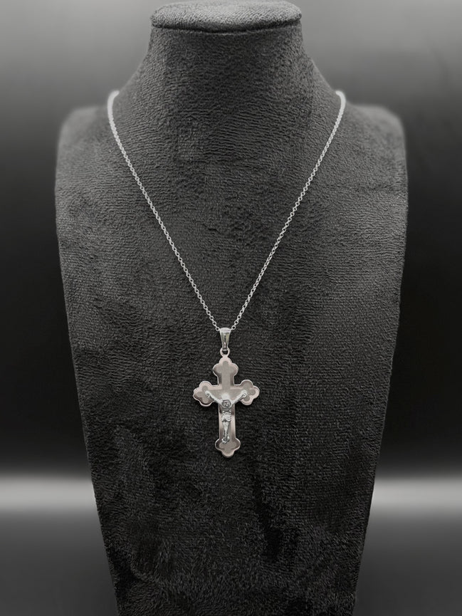 Klassische Kreuz Halskette mit Jesus aus 925 Sterling Silber