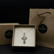 Klassische Kreuz Halskette mit Jesus aus 925 Sterling Silber