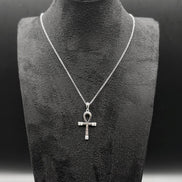 Ankh Kreuz Halskette mit Zirkonia aus 925 Sterling Silber