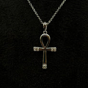 Ankh Kreuz Halskette mit Zirkonia aus 925 Sterling Silber