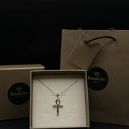 Ankh Kreuz Halskette mit Zirkonia aus 925 Sterling Silber