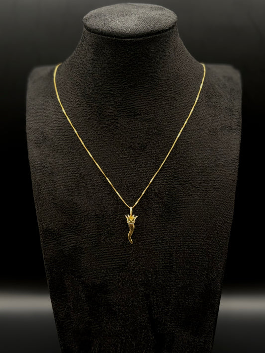 Corno Porta Fortuna Kette aus 925 Sterling Silber vergoldet – Italienischer Glücksbringer