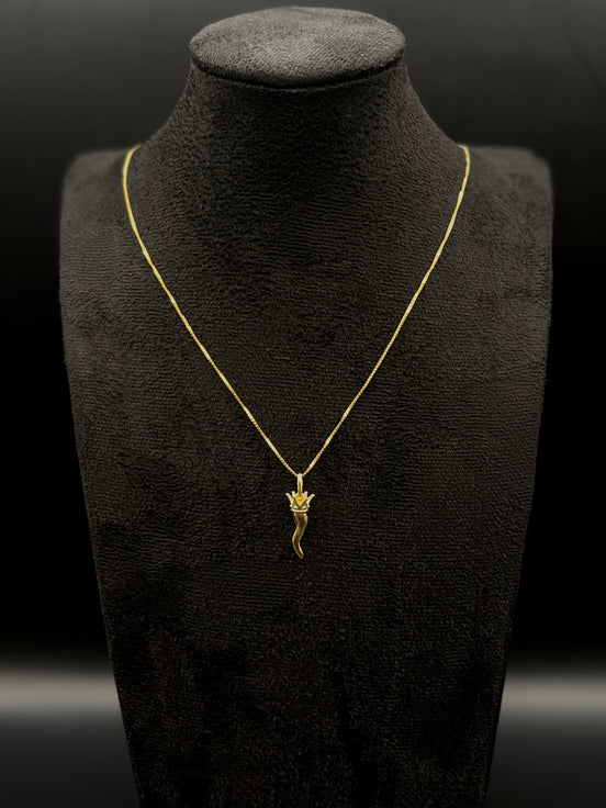 Corno Porta Fortuna Kette aus 925 Sterling Silber vergoldet – Italienischer Glücksbringer