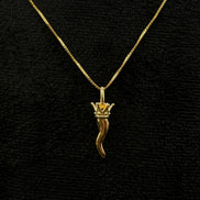 Collier Corno porte-bonheur en argent sterling 925 doré – Talisman italien