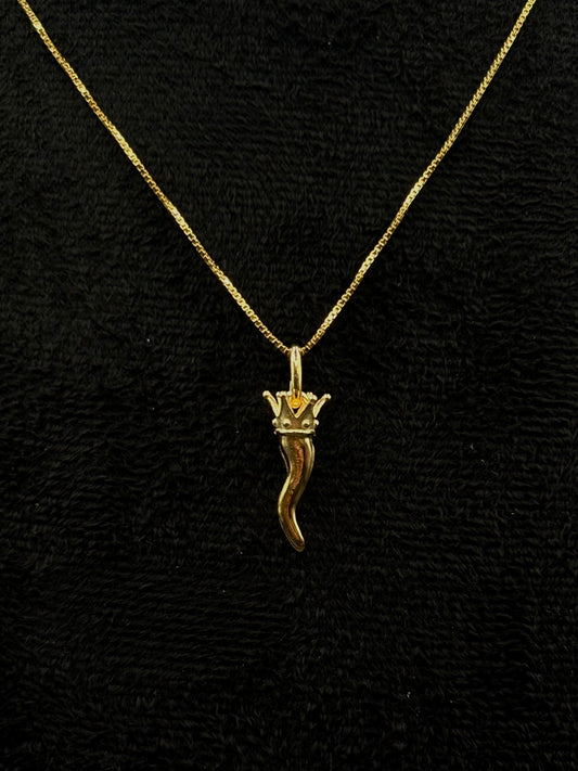 Corno Porta Fortuna Kette aus 925 Sterling Silber vergoldet – Italienischer Glücksbringer