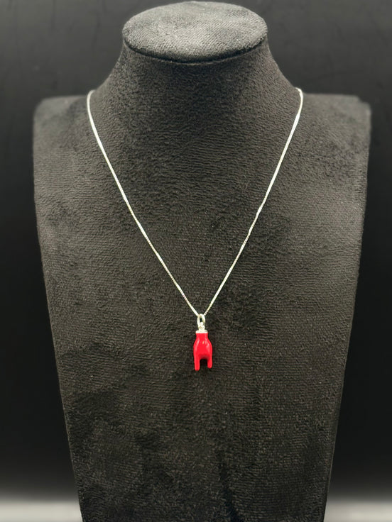 Collier Mini Corna rouge en argent sterling 925 – Discret porte-bonheur italien