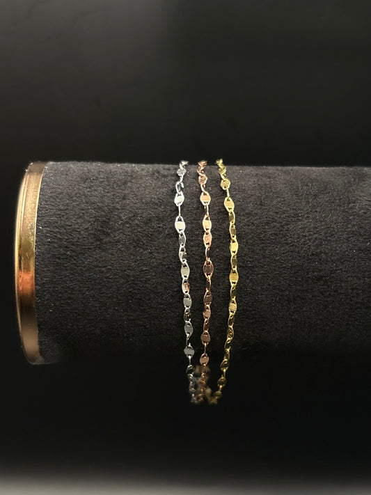 Dreireihiges Armband aus 925 Sterling Silber in Tricolor-Optik