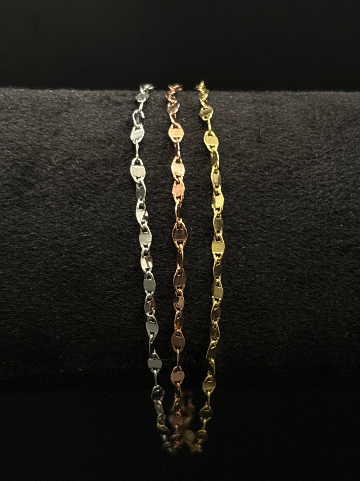 Dreireihiges Armband aus 925 Sterling Silber in Tricolor-Optik