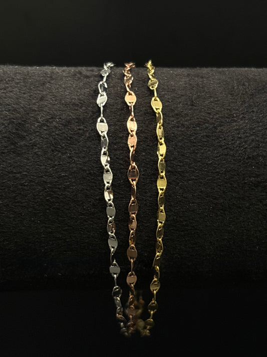 Dreireihiges Armband aus 925 Sterling Silber in Tricolor-Optik