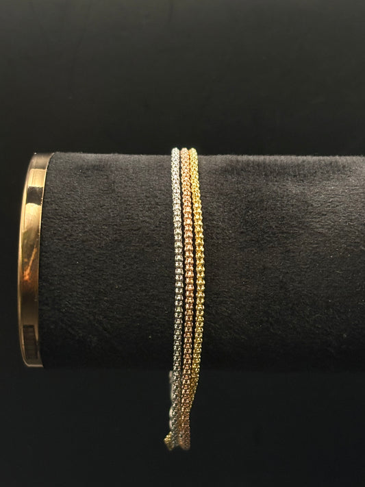 Mehrreihiges Tricolor-Armband aus 925 Sterling Silber