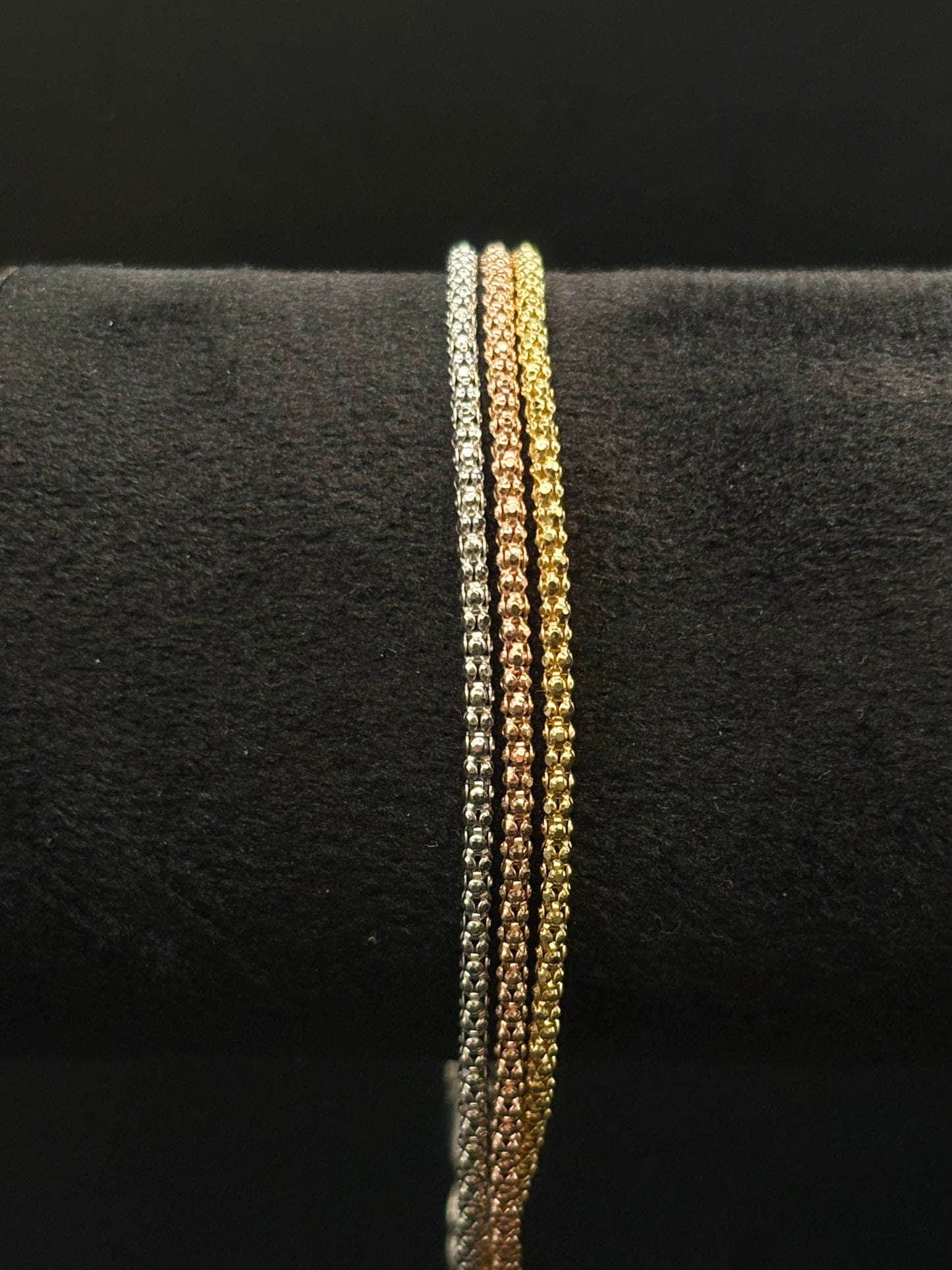 Mehrreihiges Tricolor-Armband aus 925 Sterling Silber