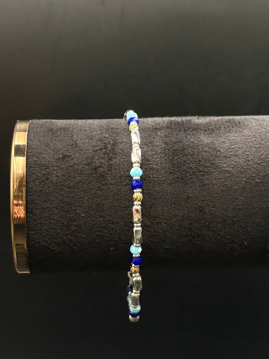 Marina Armband aus 925 Sterling Silber mit blauen Schmuckperlen